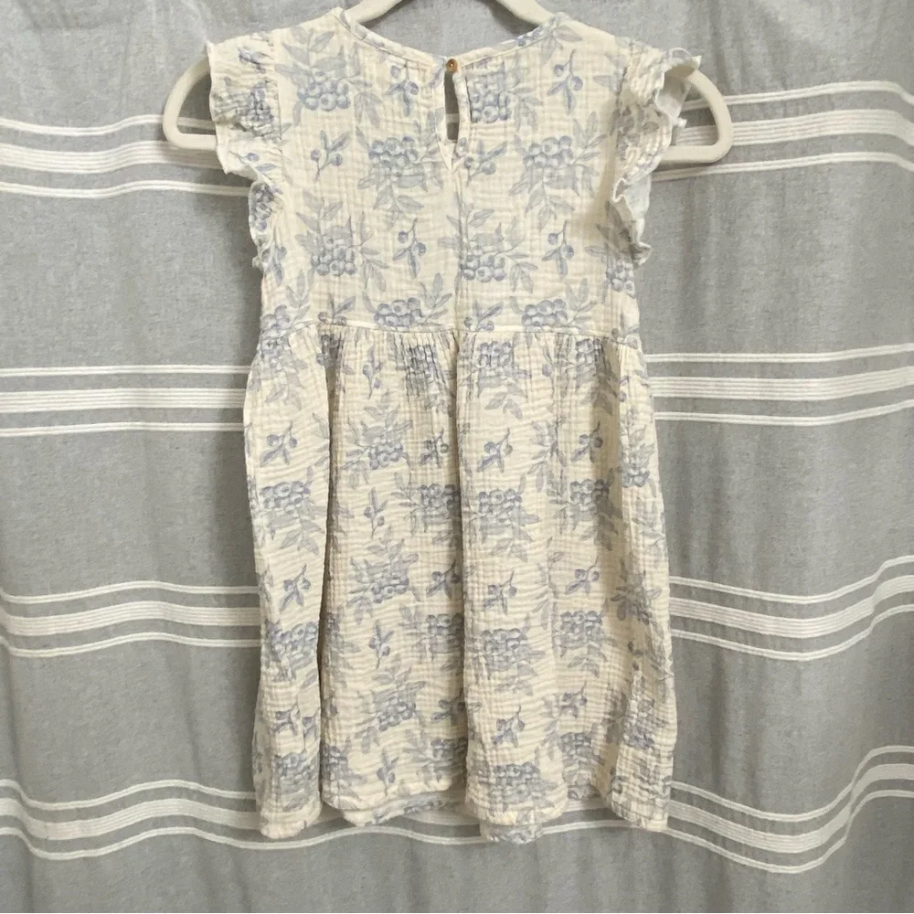 RABBIT BEAR / Blueberry Print Organic Cotton Gauze Dress Size 8 - Picture 2 of 5
